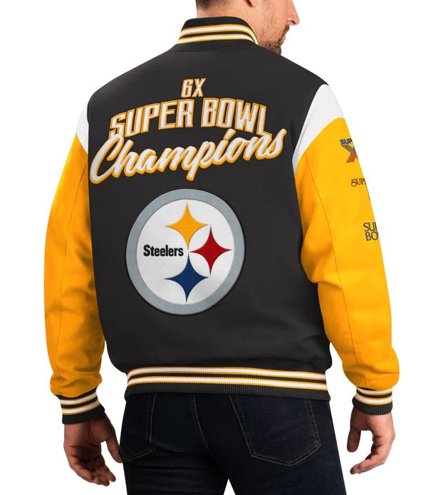 Pittsburgh Steelers 6 Time Super Bowl Varsity Jacket
