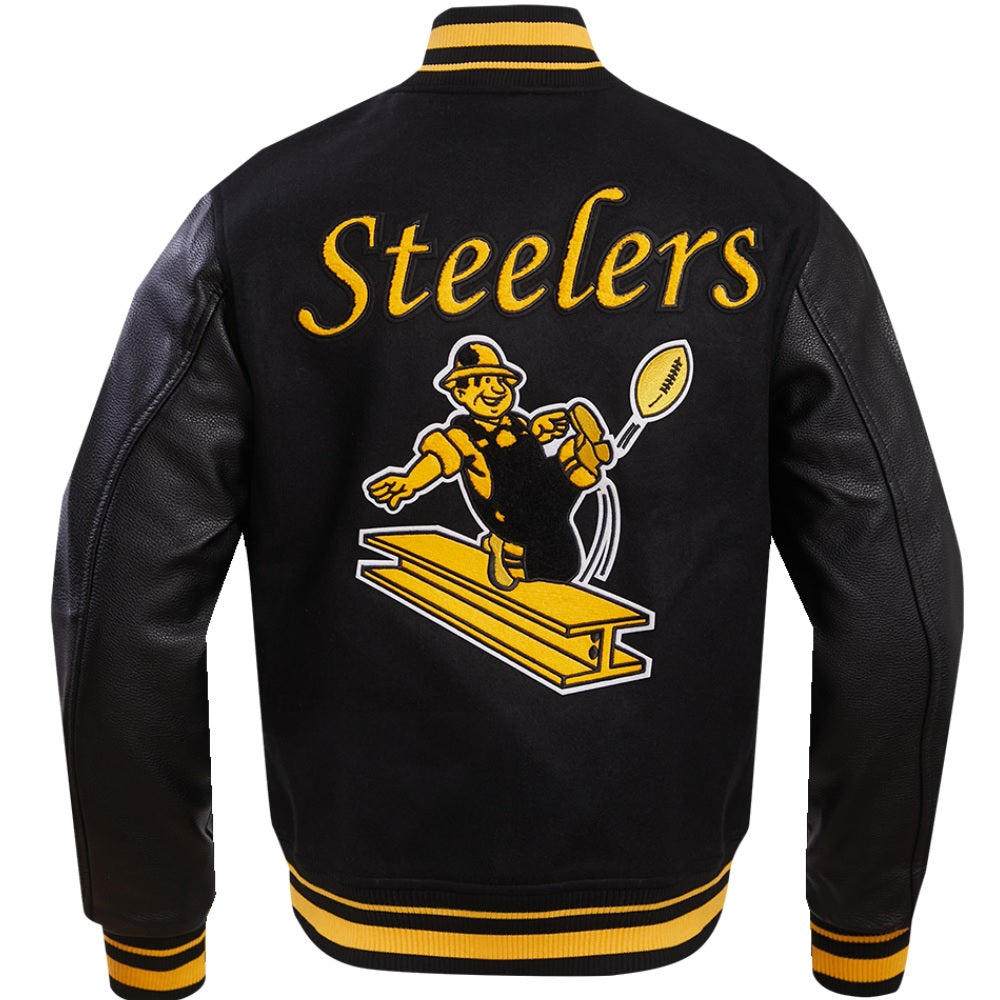 Pittsburgh Steelers Black Wool and Leather Varsity Jacket
