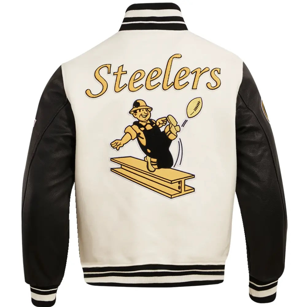 Pittsburgh Steelers Black Wool and Leather Varsity Jacket