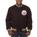 Pittsburgh Steelers Bomber Black Wool Jacket