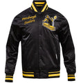 Pittsburgh Steelers Classic Rib Satin Varsity Black Jacket