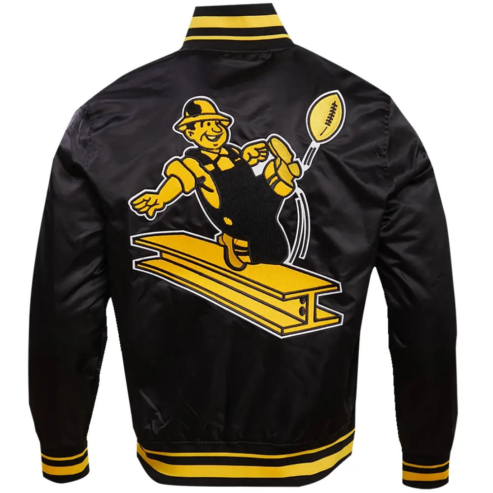 Pittsburgh Steelers Classic Rib Satin Varsity Black Jacket