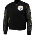 Pittsburgh Steelers Logo Zipper Wool and leather Jacket