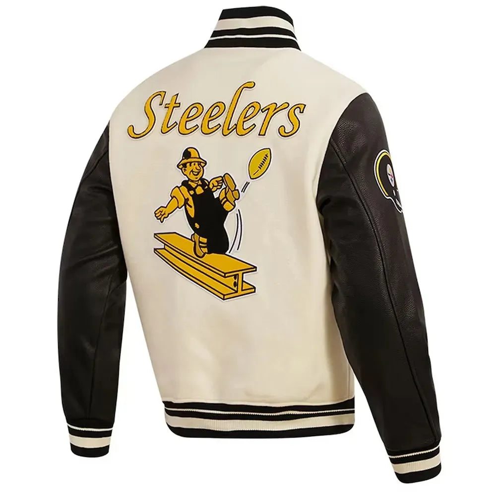 Pittsburgh Steelers Retro Classic Varsity Cream Jacket