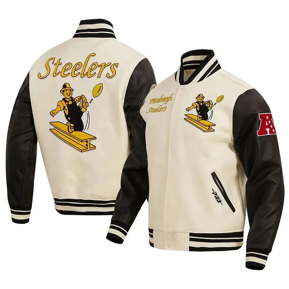Pittsburgh Steelers Retro Classic Varsity Cream Jacket