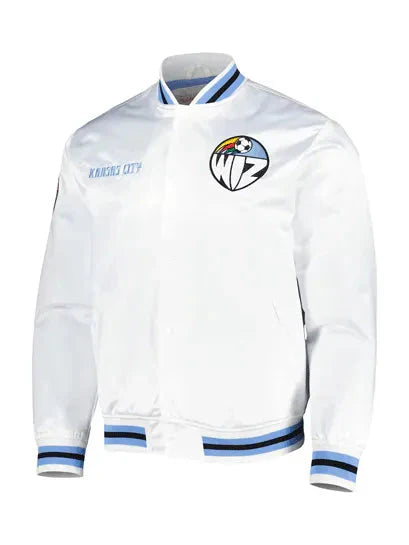 MLS Sporting Kansas City White Satin Jacket Clanton Jacket