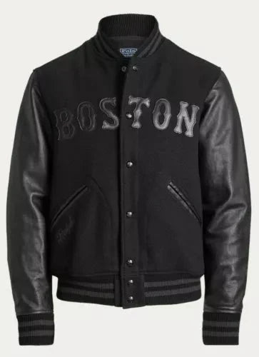 Polo Ralph Lauren Boston Red Sox MLB Black Ltd Ed Leather Baseball Bomber Jacket Clanton Jacket