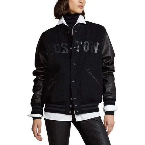 Polo Ralph Lauren Boston Red Sox MLB Black Ltd Ed Leather Baseball Bomber Jacket Clanton Jacket
