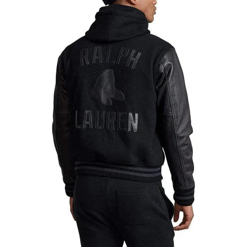 Polo Ralph Lauren Boston Red Sox MLB Black Ltd Ed Leather Baseball Bomber Jacket Clanton Jacket