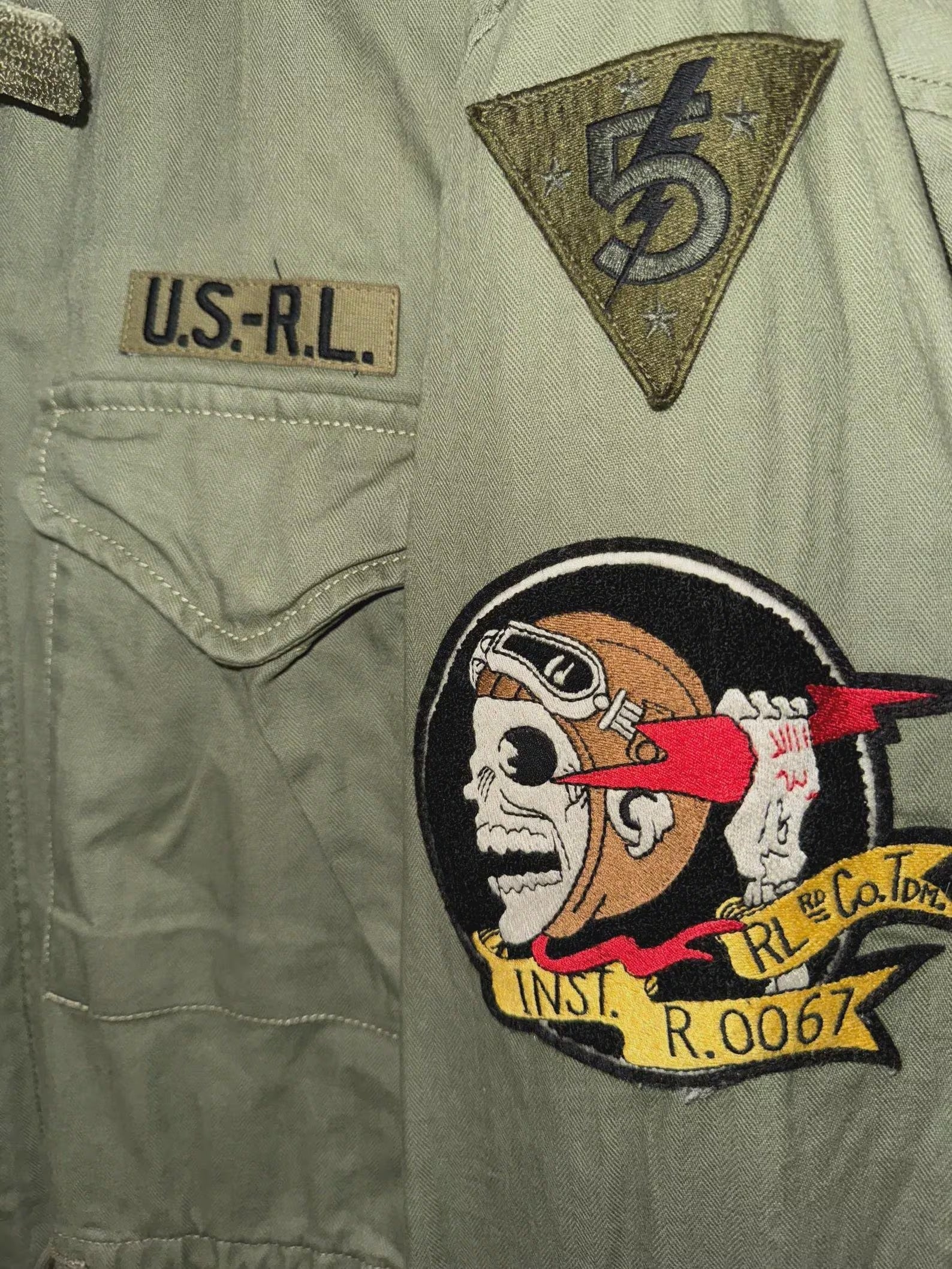 Polo Ralph Lauren M-65 Combat Jacket US-RL Military Army Patch Field WorthVee