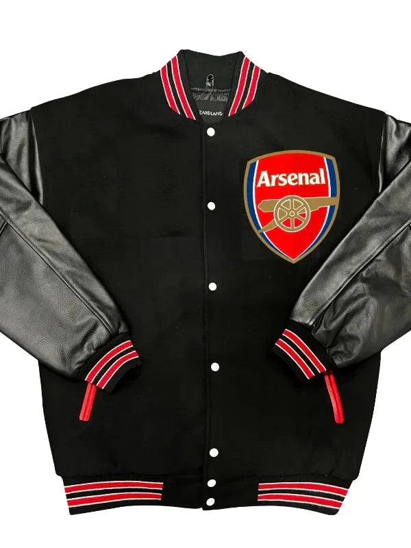 Premier League Arsenal F.C. Black Varsity Jacket Clanton Jacket