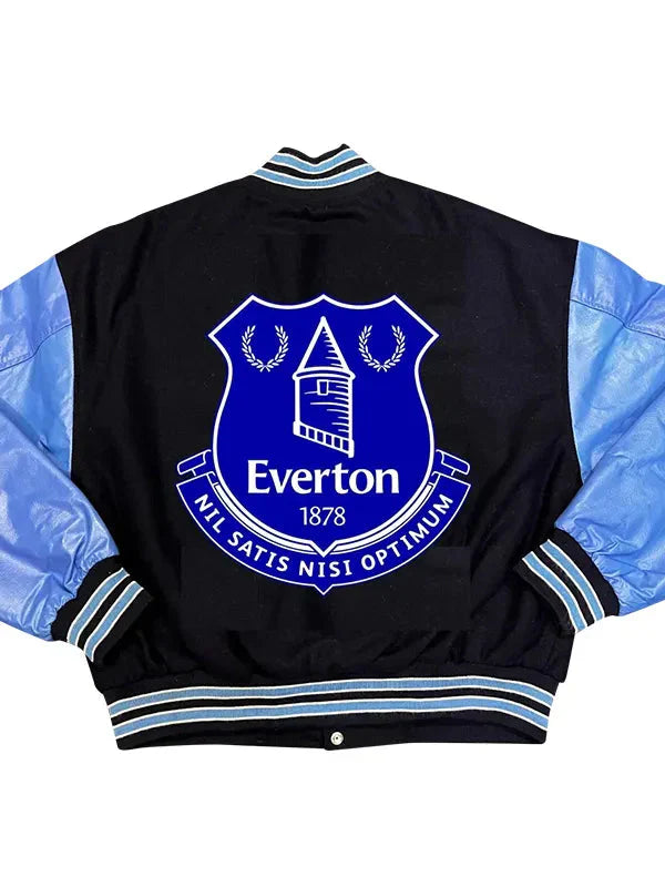Premier League Team Everton F.C. Black Varsity Jacket Clanton Jacket