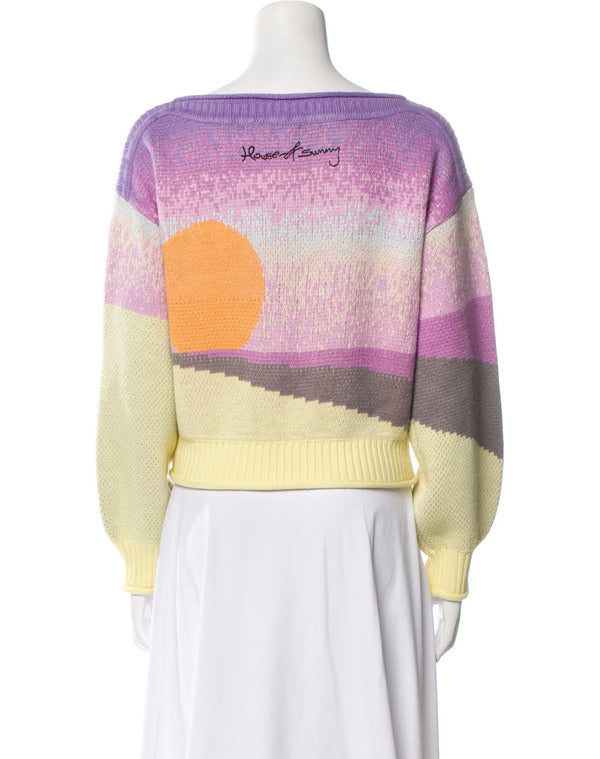 Queenie 2024 Cristale De’Abreu Purple Sunset Graphic Sweater WorthVee