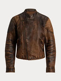 RL 10th-Anniversary Tiara Andini Crackled Leather Moto Jacket WorthVee
