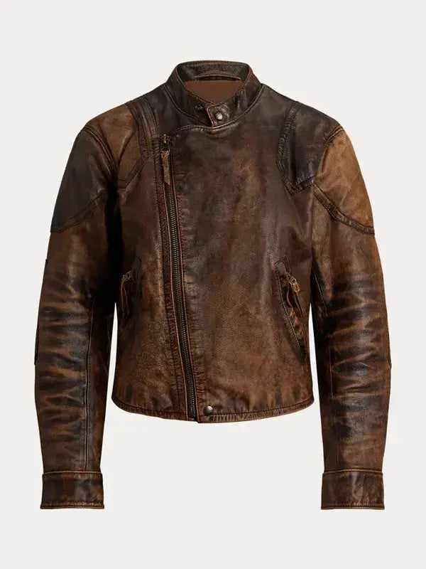 RL 10th-Anniversary Tiara Andini Crackled Leather Moto Jacket WorthVee