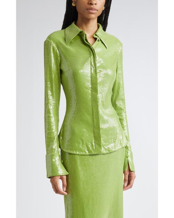 Real Housewives After Show Bronwyn Newport Green Sequin Shirt