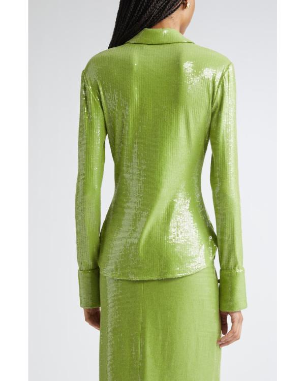 Real Housewives After Show Bronwyn Newport Green Sequin Shirt