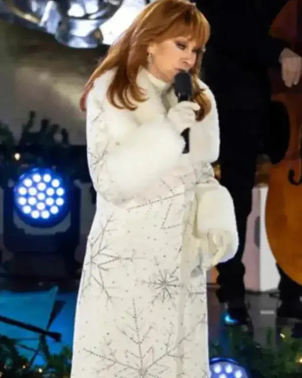 Reba McEntire Christmas Tree Lighting Ceremony Snowflake Embellish Coat WorthVee
