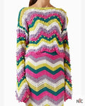 Resident Alien Jenna Lamia Studded Striped Sweater Clanton Jacket