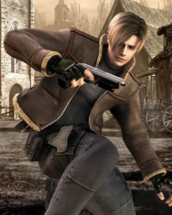 Resident Evil 4 Leon Kennedy Shearling Jacket WorthVee