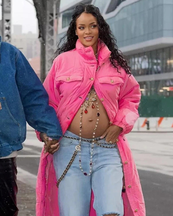 Rihanna Pink Puffer Coat