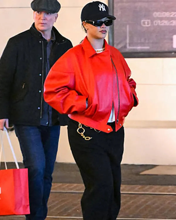 Rihanna LA Red Leather Jacket