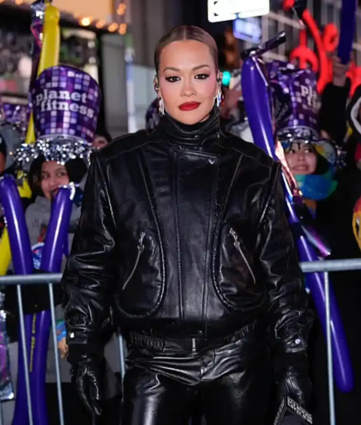 Rita Ora New York City Black Leather Jacket