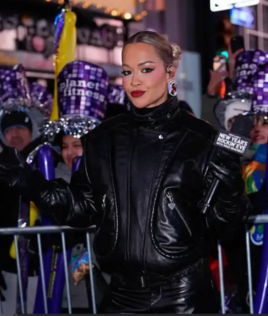 Rita Ora New York City Black Leather Jacket