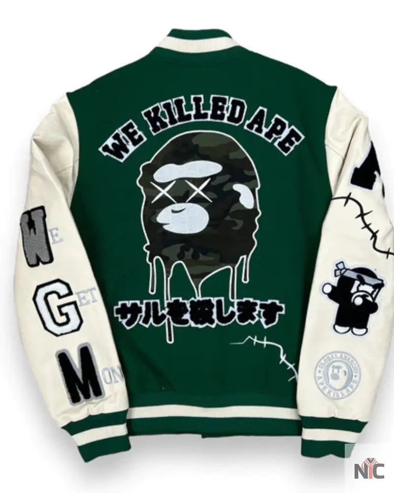 Robert Phillipe We Killed Ape Green Varsity Jacket Clanton Jacket