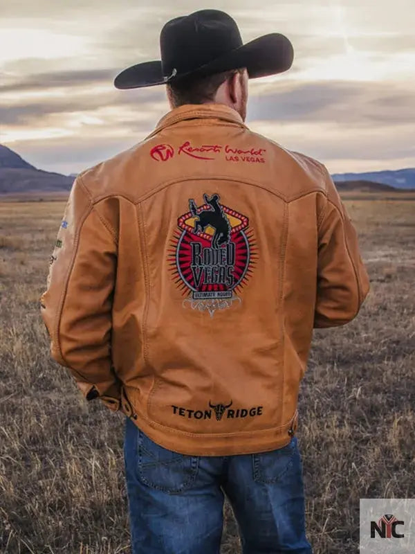 Rodeo Vegas 2024 PFR Brown Leather Jacket Clanton Jacket