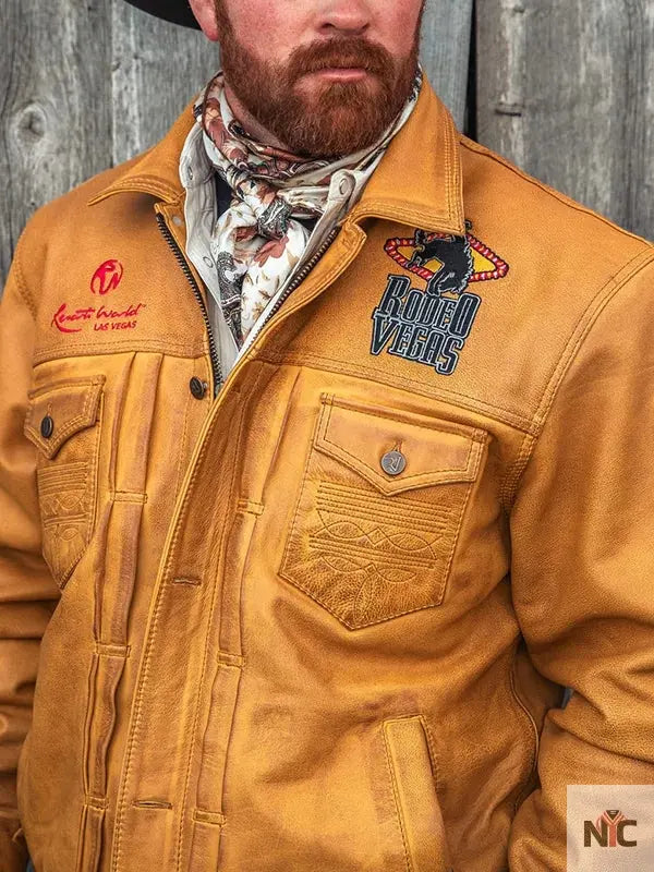 Rodeo Vegas 2024 PFR Brown Leather Jacket Clanton Jacket