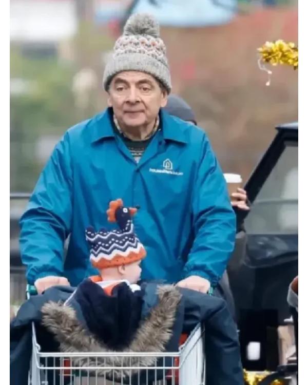 Man vs Baby 2025 Rowan Atkinson Housesitters Deluxe Blue Jacket