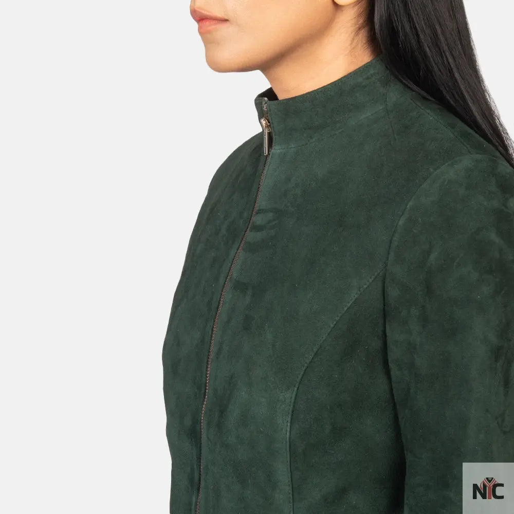 Rumella Green Suede Biker Jacket Clanton Jacket
