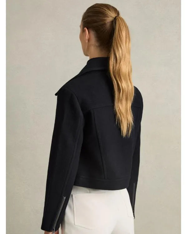 Run Away S01 Minnie Driver Navy Blue Biker Jacket
