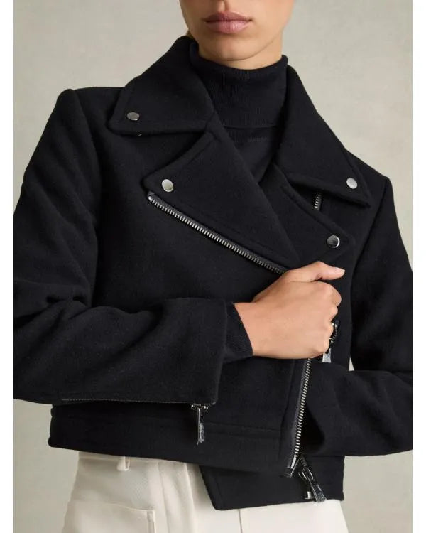 Run Away S01 Minnie Driver Navy Blue Biker Jacket