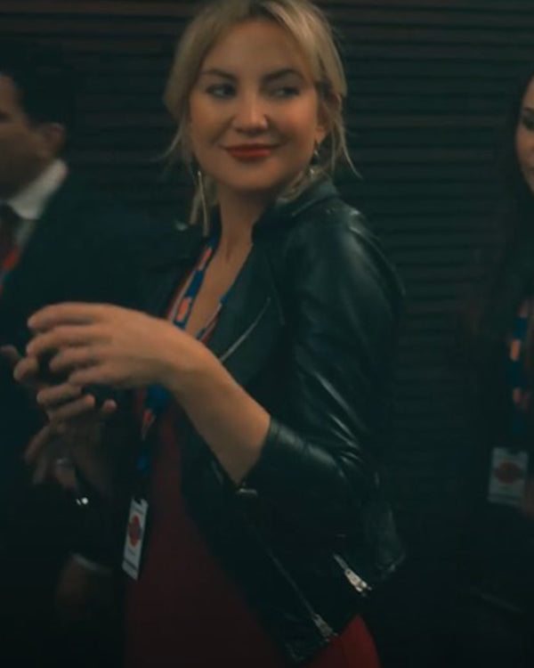 Running Point S02 Kate Hudson Black Leather Jacket WorthVee