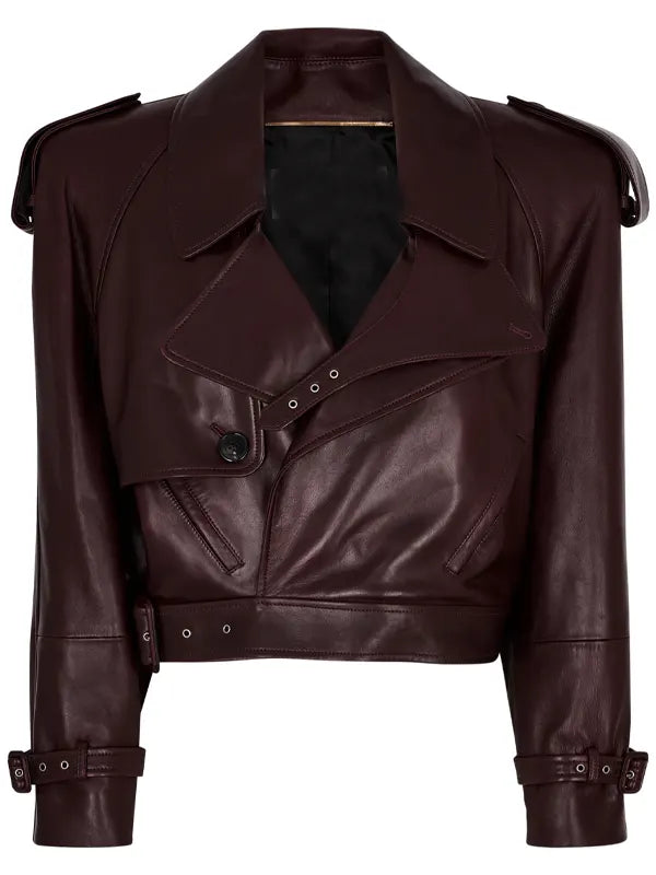 Saint Laurent Burgundy Leather Jacket WorthVee