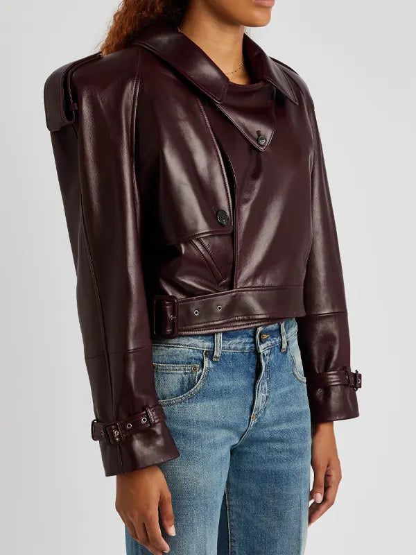 Saint Laurent Burgundy Leather Jacket WorthVee