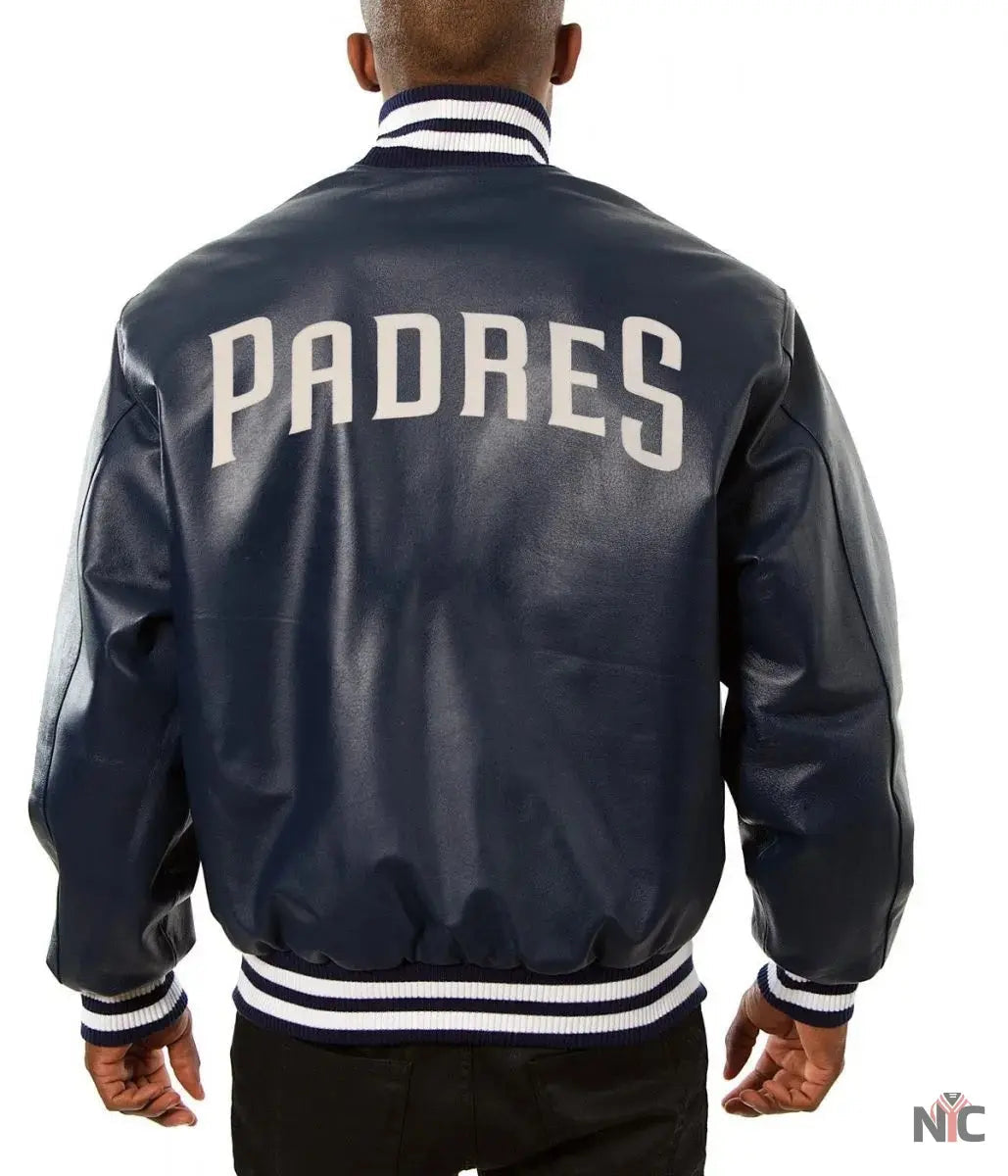 San Diego Padres Navy Blue Leather Jacket Clanton Jacket