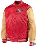 San Francisco 49ers Enforcer Scarlet And Gold Varsity Jacket Clanton Jacket