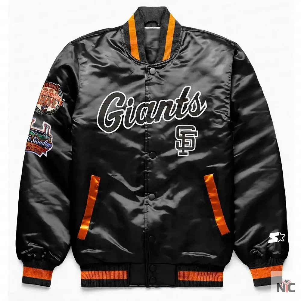 San Francisco Giants Exclusive Black Satin Jacket Clanton Jacket