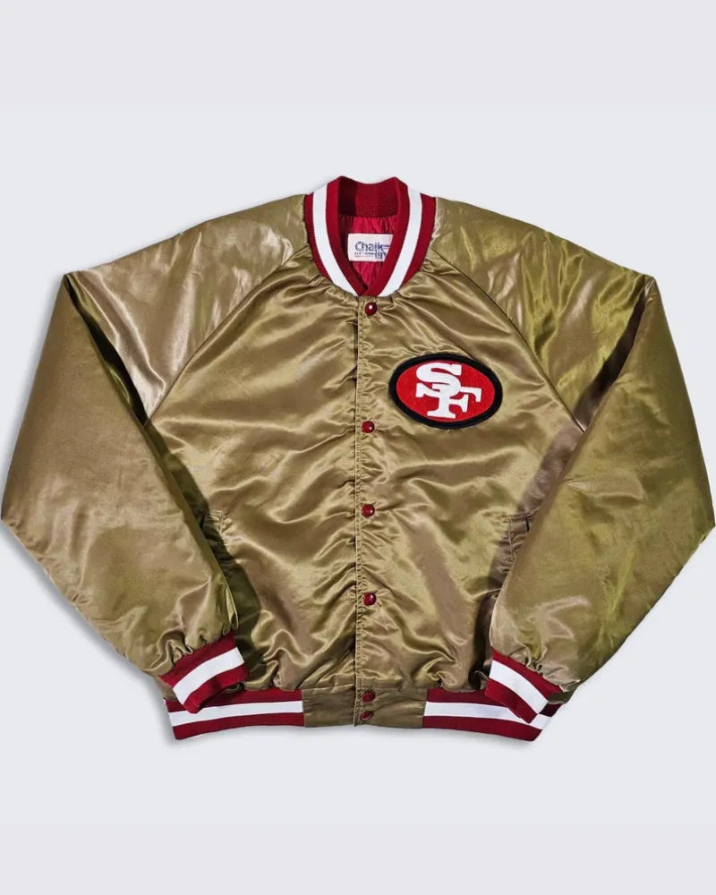 San Francisco 49ers Vintage 80s Chalk Line Satin Bomber Jacket