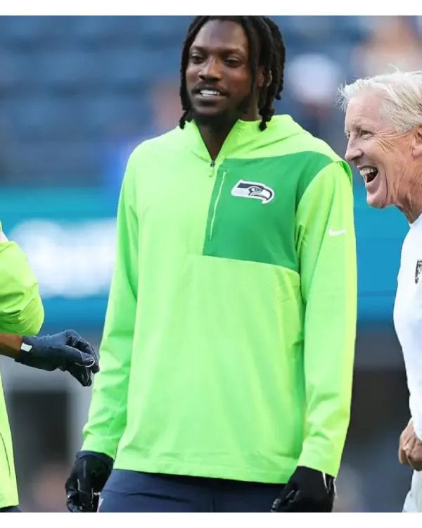 Seattle Seahawks Neon Green Half-Zip Hooded Jacket