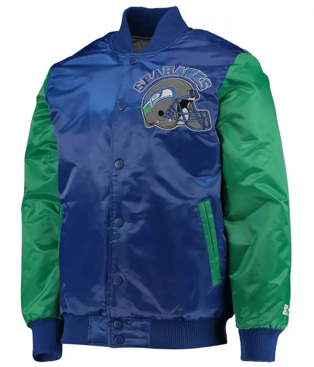 Seattle Seahawks Throwback Varsity Satin Jacket