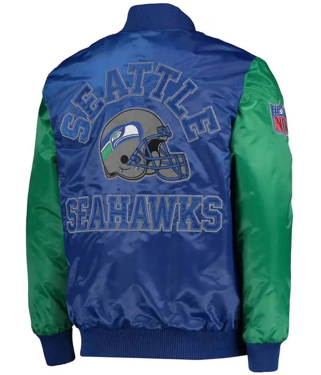 Seattle Seahawks Throwback Varsity Satin Jacket