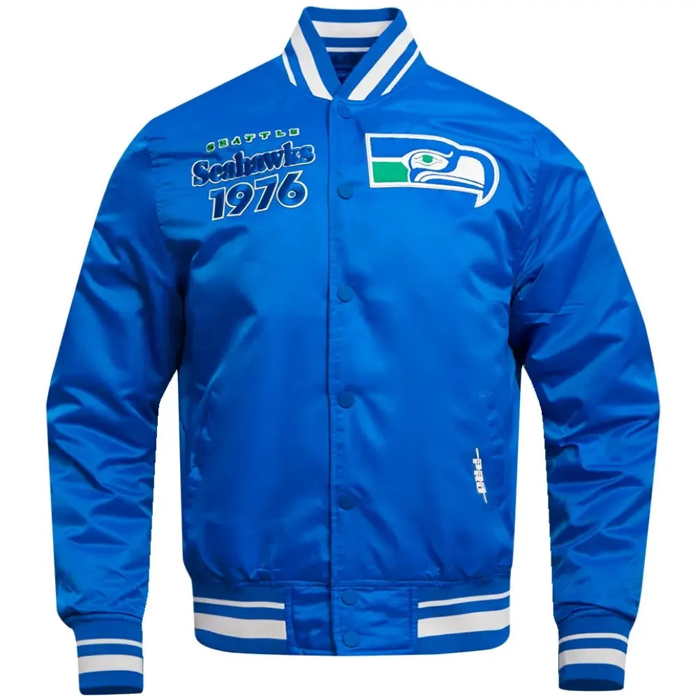 Seattle Seahawks Vintage Classic Rib Satin Varsity Jacket