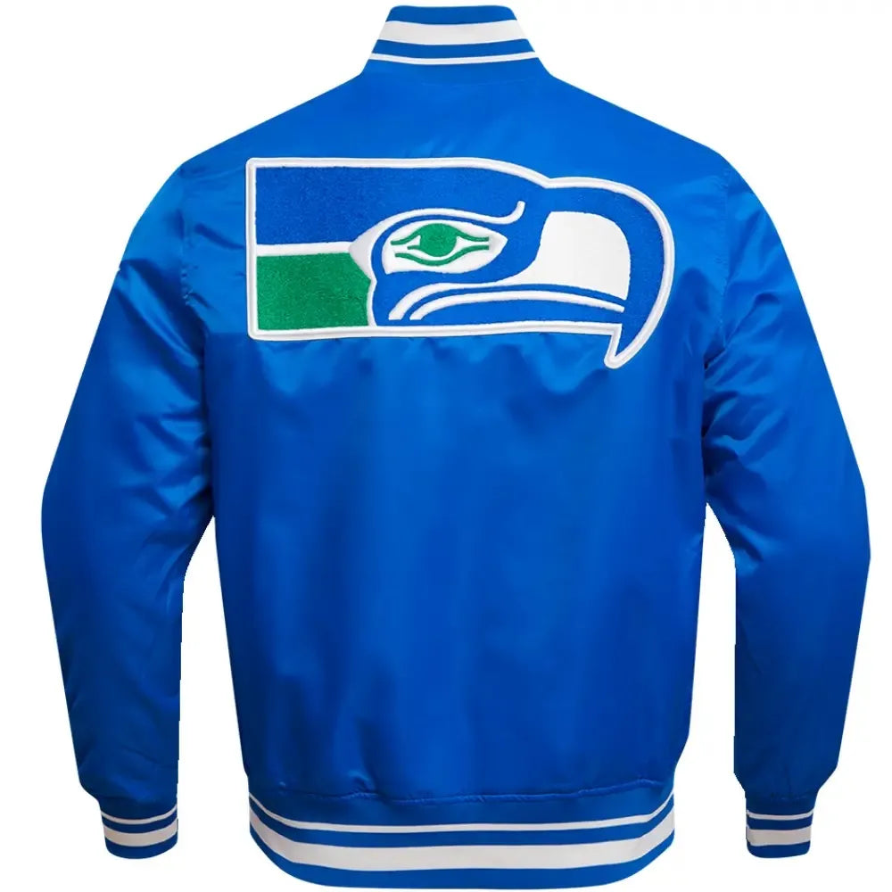 Seattle Seahawks Vintage Classic Rib Satin Varsity Jacket