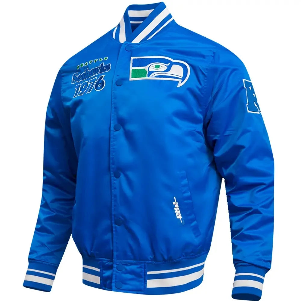 Seattle Seahawks Vintage Classic Rib Satin Varsity Jacket