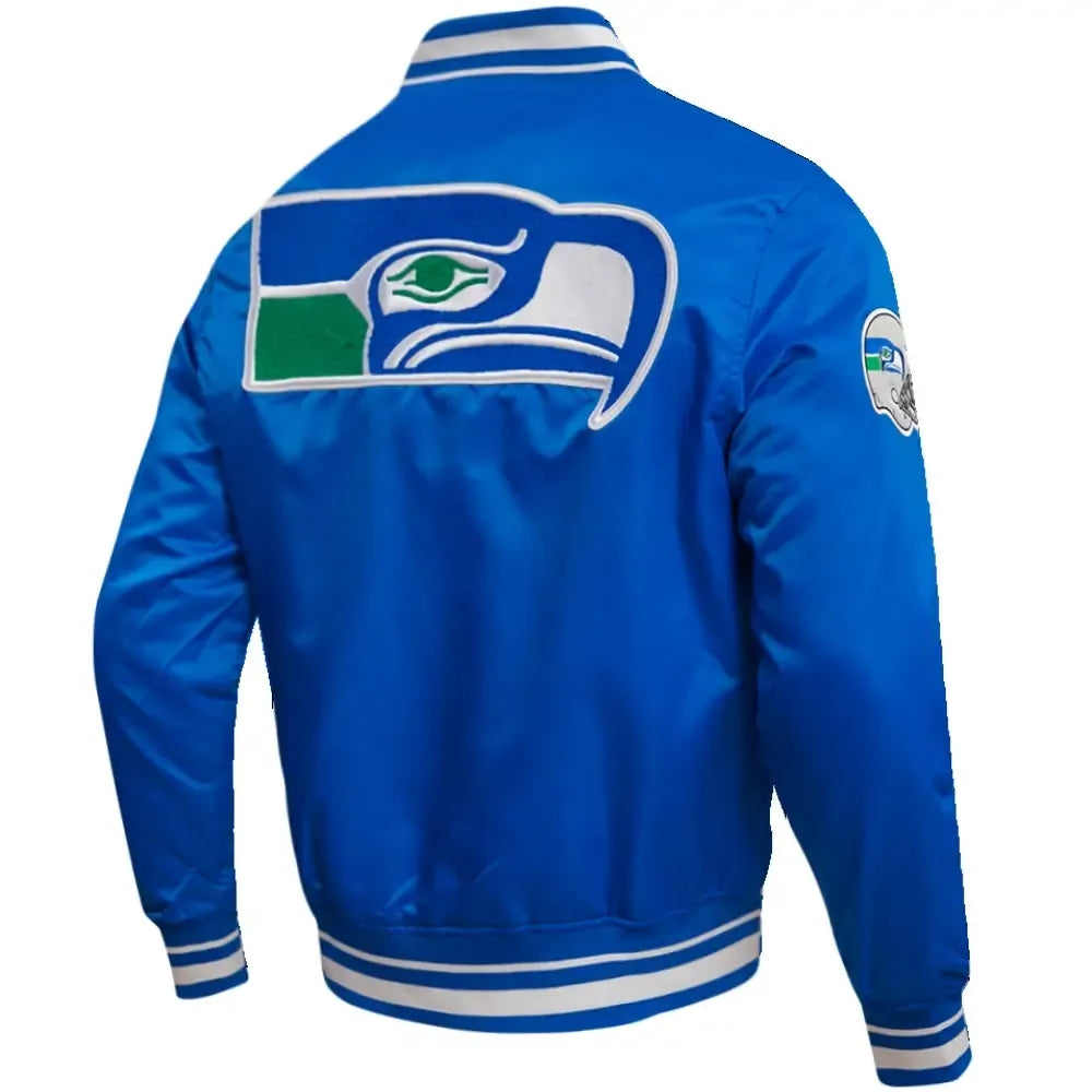 Seattle Seahawks Vintage Classic Rib Satin Varsity Jacket