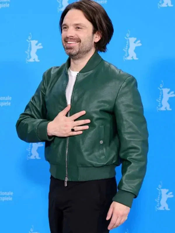 Sebastian Stan A Different Man Green Leather Jacket Clanton Jacket